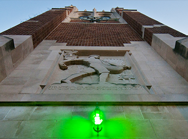 green light on Beaumont Tower
